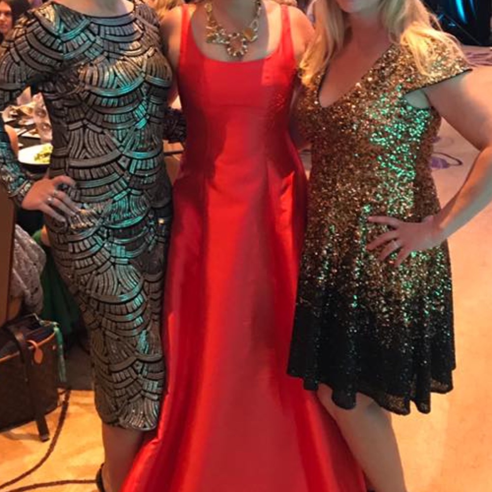 Fire coral ball gown